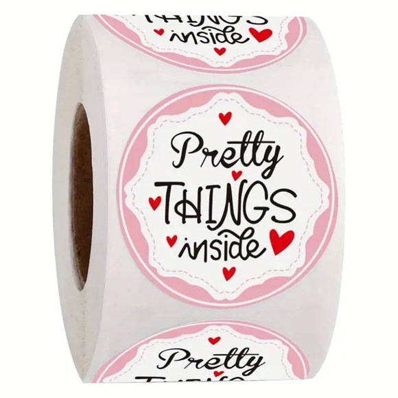 NEW 500 Stickers Pretty Things Inside Stickers, Round Thank You Stickers - Pink - Picture 1 of 4